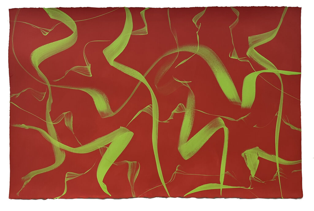 David Moore, Fall Flight #3, 2024, gouache on paper, 26 x 40 inches