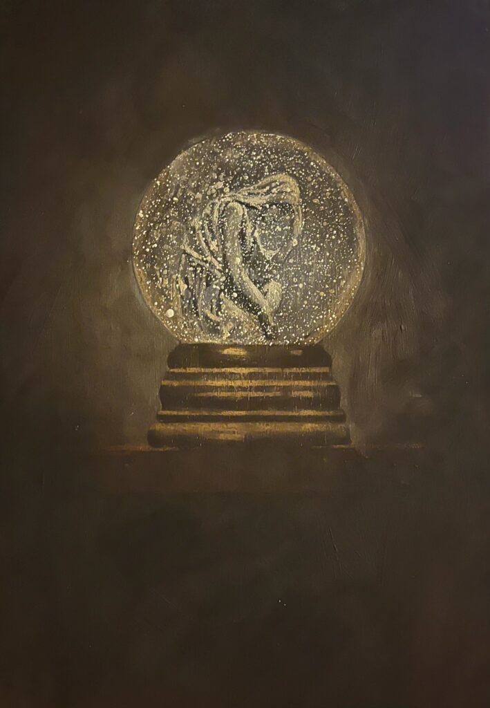 William Ciccariello, Snow Globe, oil on panel, 10 x 7 inches