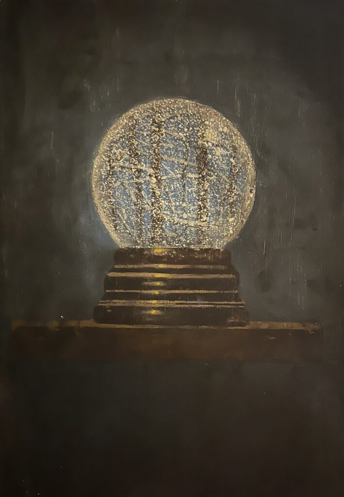 William Ciccariello, Snow Globe, oil on panel, 10 x 7 inches