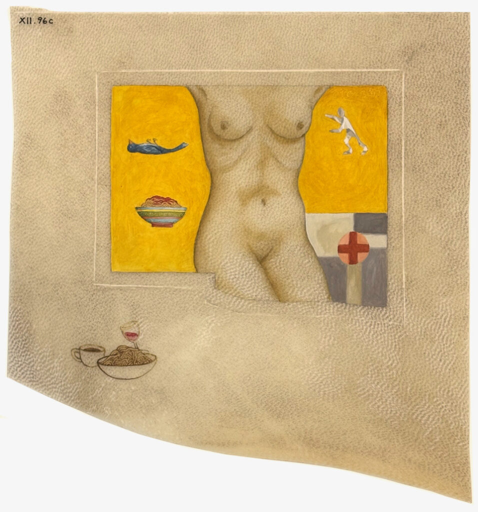 Tabitha Vevers, Transient Anatomies, II.96c, What Is, 1997, Ink and Oil on goatskin vellum, 9.25 x 8.5 inches