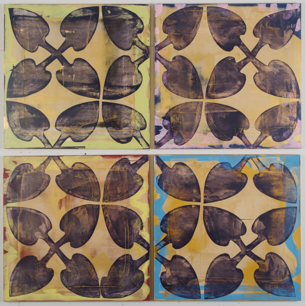 Isabel Riley, A Secret Garden ( quartet of 4 paintings) each 22 x 22 inches, paint on panel