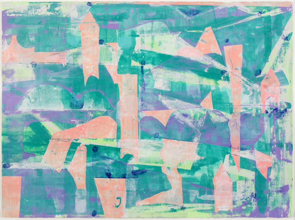 Isabel Riley, Reverie of St. Paul de Vence, 2025, paint on paper, 22 x 30 inches