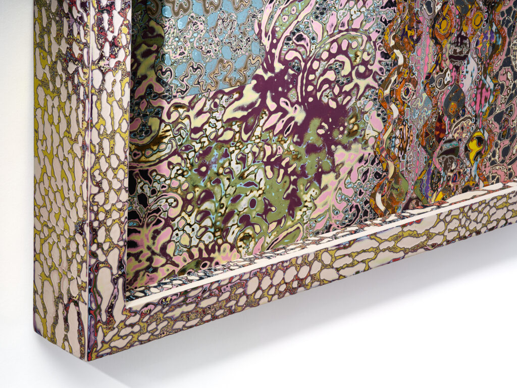 Heather McGill, Littlecourt, detail, 2025, pigment on panel, 31x 23 3/4 x 2 1/2 inches