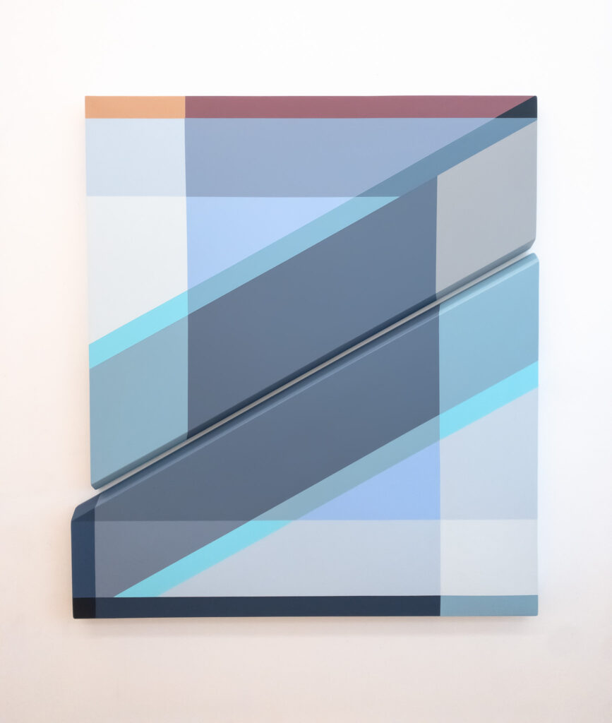 Rachel Hellmann, Overcast, acrylic on wood, 49 x 44 x 2 inches