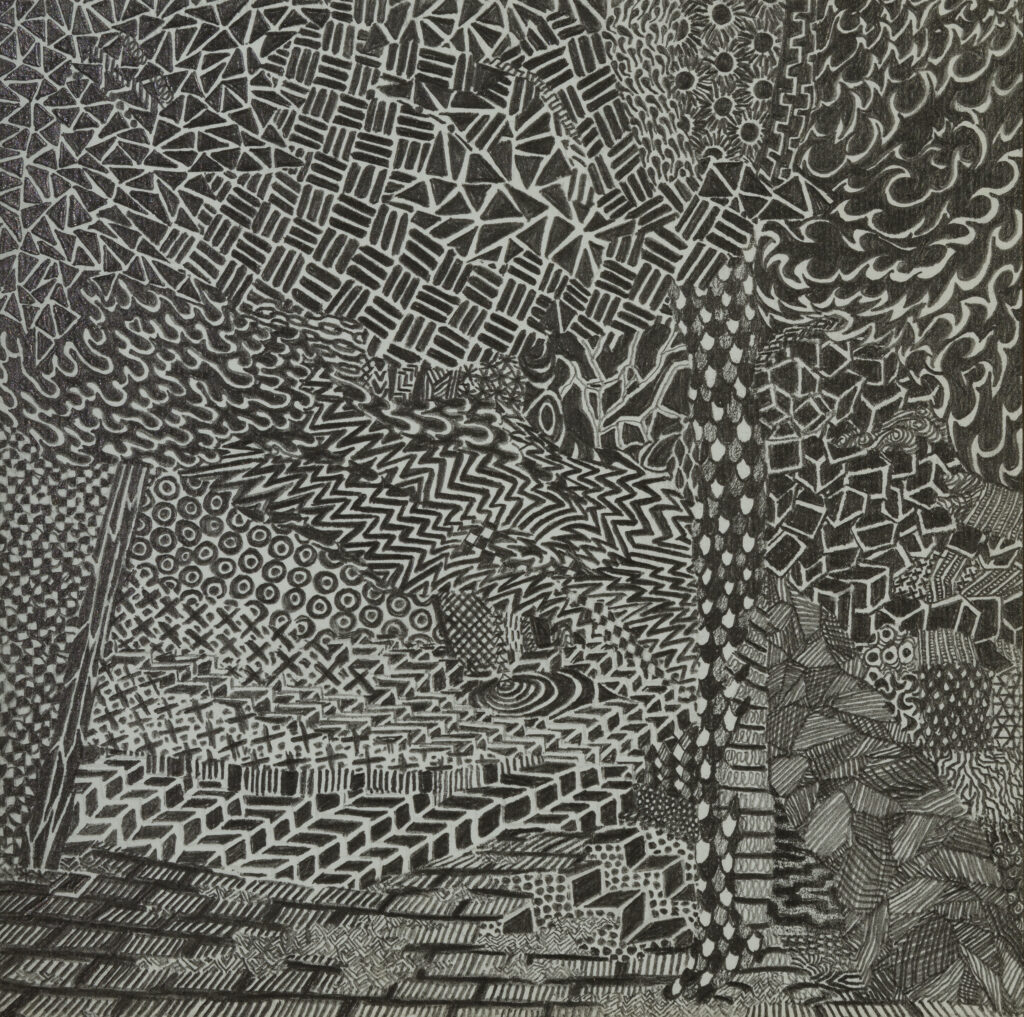 Christopher Schade, Archway 6, 2020, graphite on paper, 7 x 7 inches