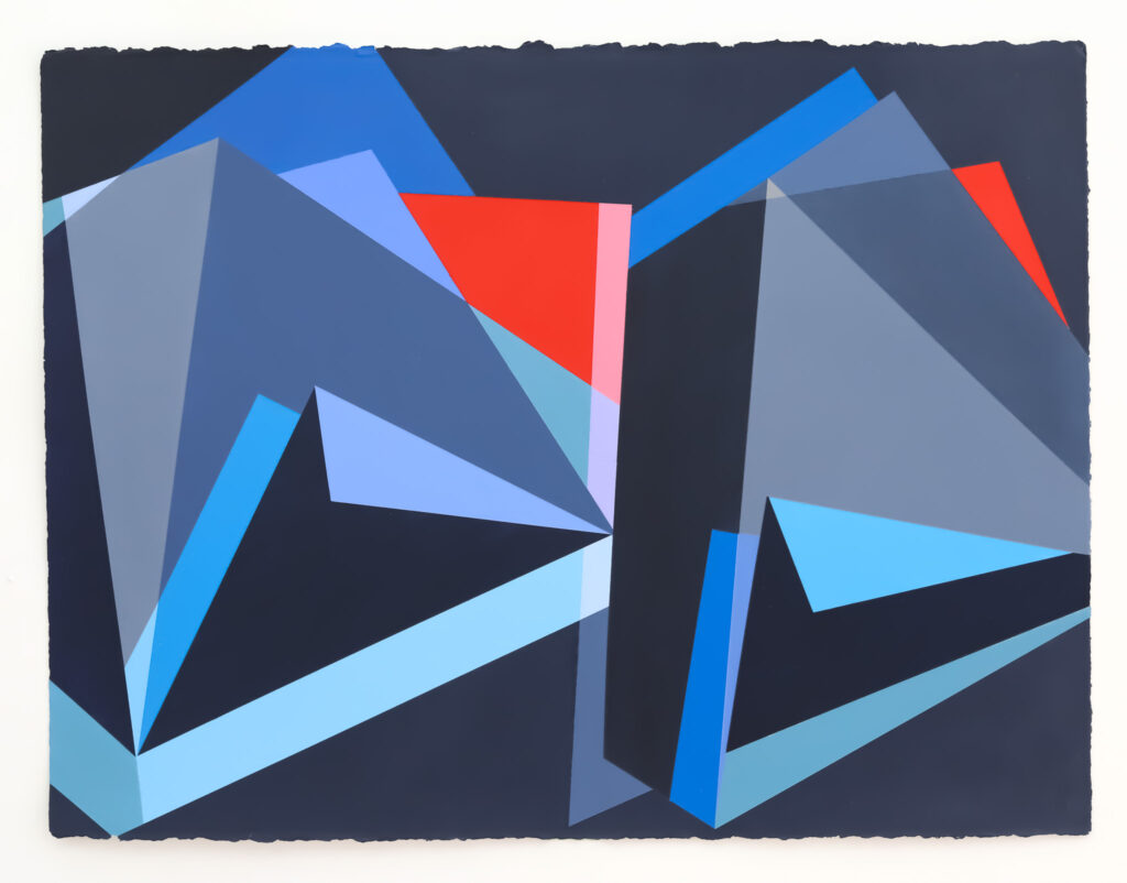 Rachel Hellmann, Intersection, acrylic on paper, 27 x 22 inches