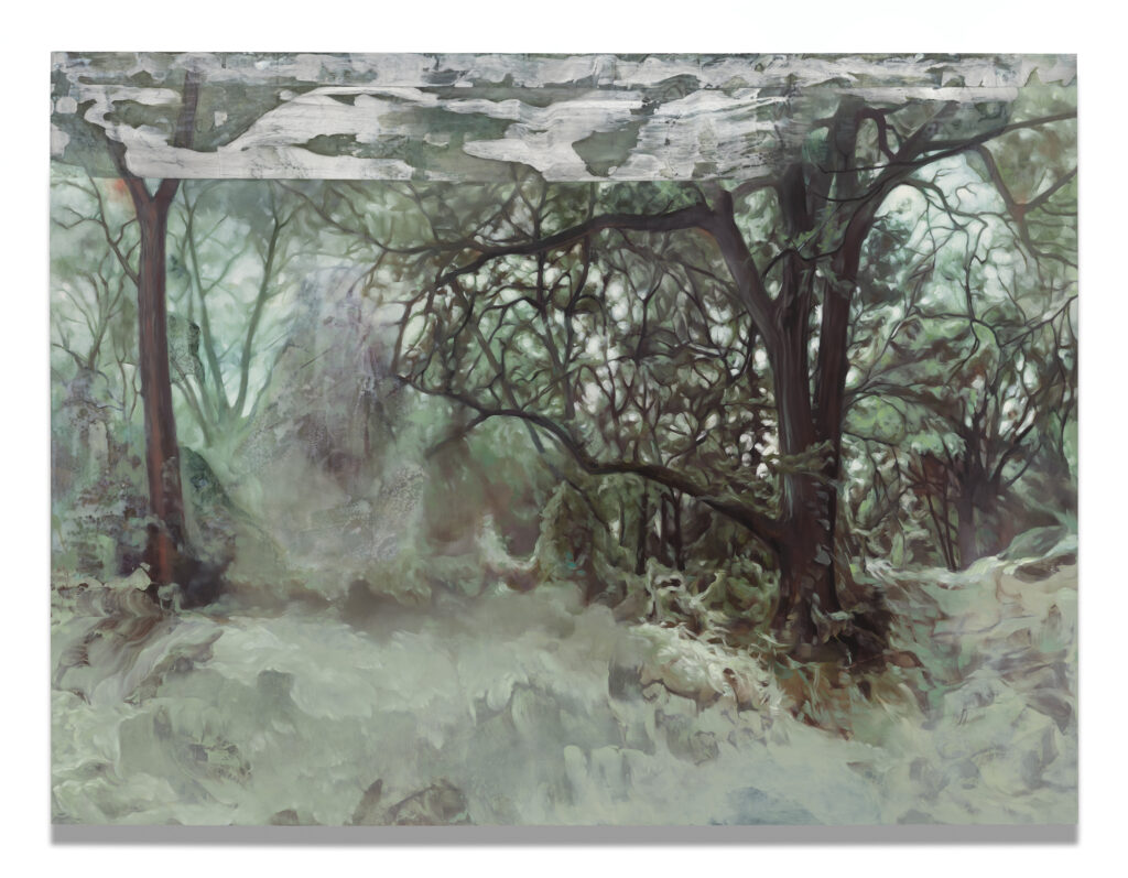 Cristi Rinklin, Another Green World, 2026, oil and acrylic on aluminum, 42, x 64 inches