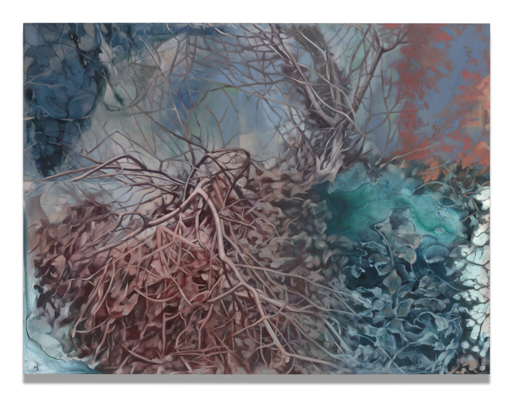 Cristi Rinklin, Parasite 1, 2026, oil and acrylic on aluminum, 36 x 48 inches