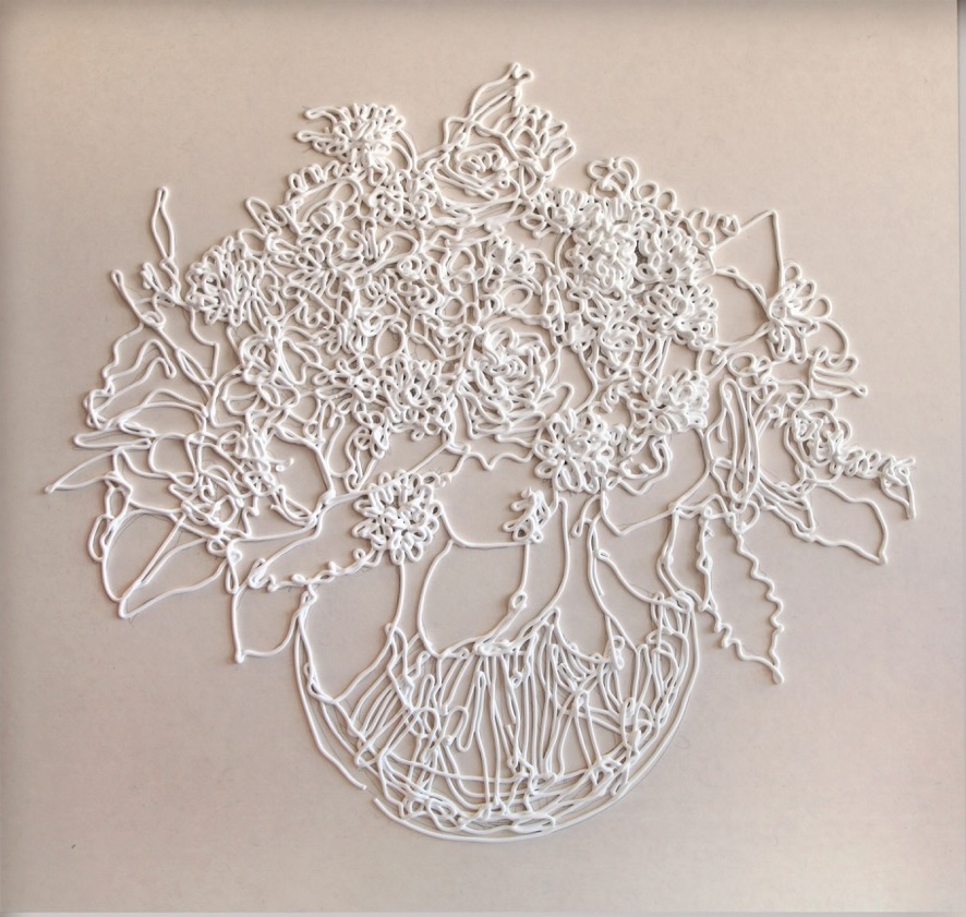 Andy Millner, Mother's Day, acrylic on printed Kozo paper, 43 x 45 inches